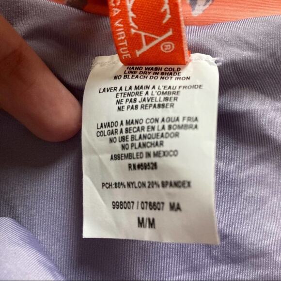 BECCA French Cut Bikini Bottom Peach Purple Floral Cheeky size M - Picture 7 of 9